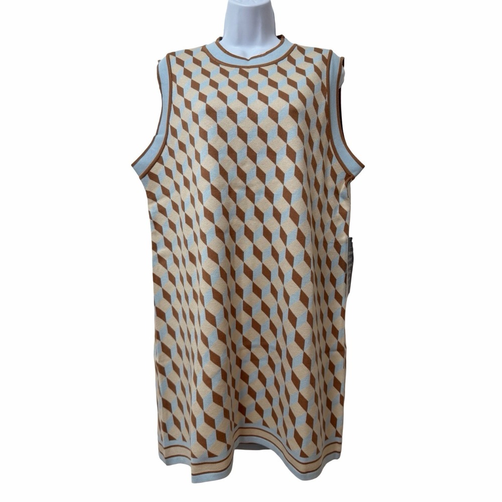 Tuckernuck Ocean Spray Knit Geometric Marie Mini Dress Size XXL Brown Date Night